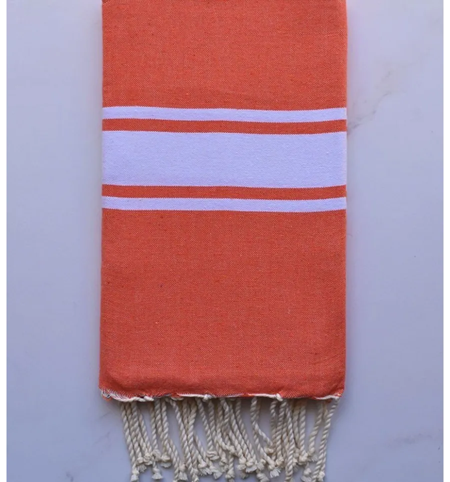 Telo mare in cotone riciclato arancione Fouta Tunisia - 1