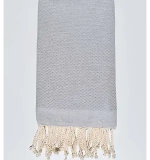 Telo mare nido d'ape unito grigio chiaro Fouta Tunisia - 1