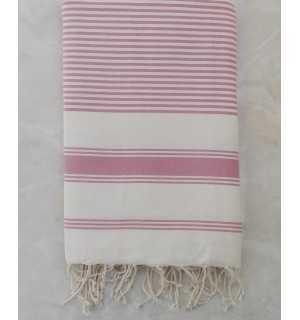 Grande fouta beige chiaro con strisce rosa 