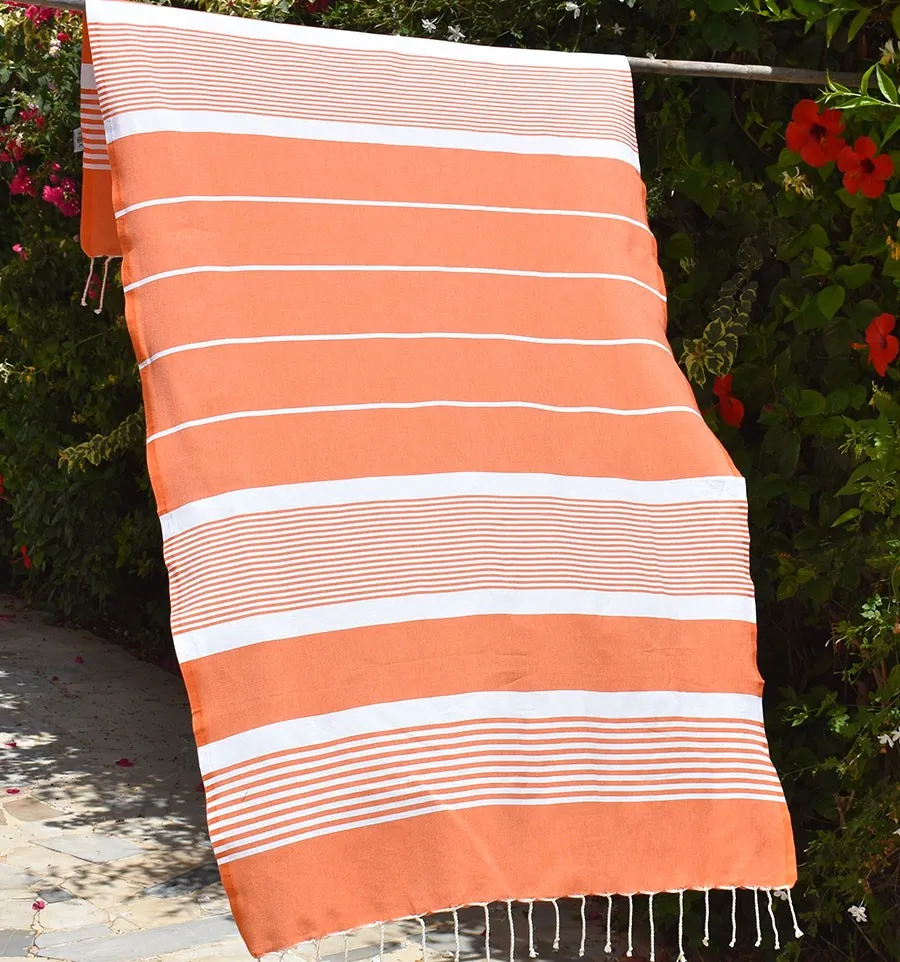 Fouta arthur en Coton Recyclé orange Fouta Tunisia - 2