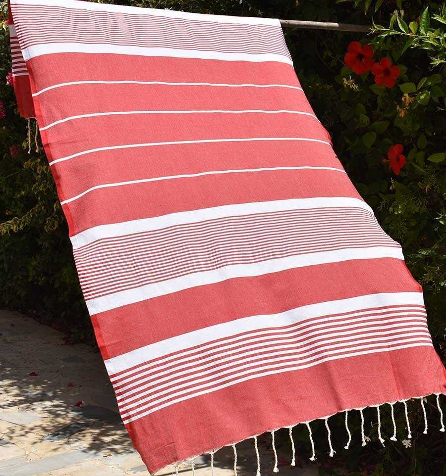 Fouta arthur en Coton Recyclé rouge Fouta Tunisia - 2