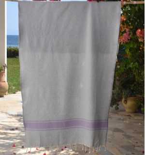 Telo mare grigio con strisce lilla Fouta Tunisia - 1