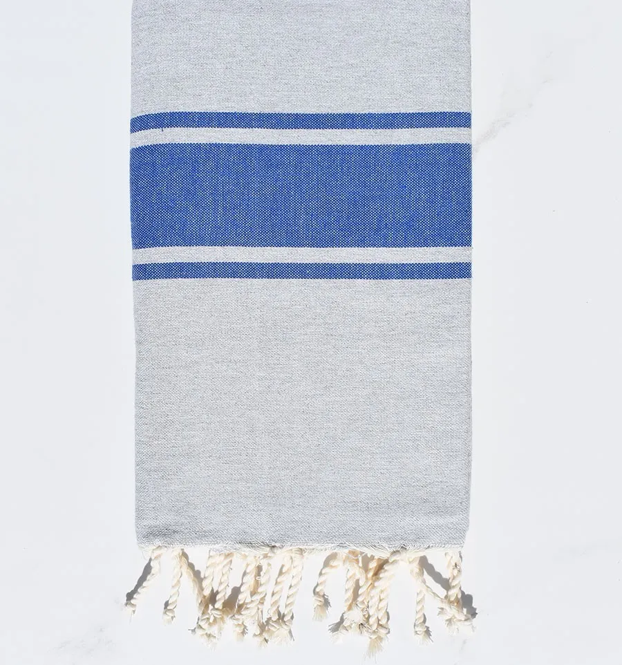 Telo mare grigio con strisce blu Fouta Tunisia - 3