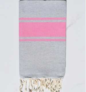 Telo mare Grigio con Strisce Rosa Fouta Tunisia - 3