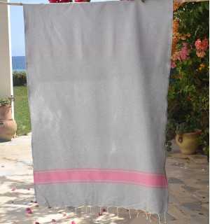 Telo mare Grigio con Strisce Rosa Fouta Tunisia - 3 2