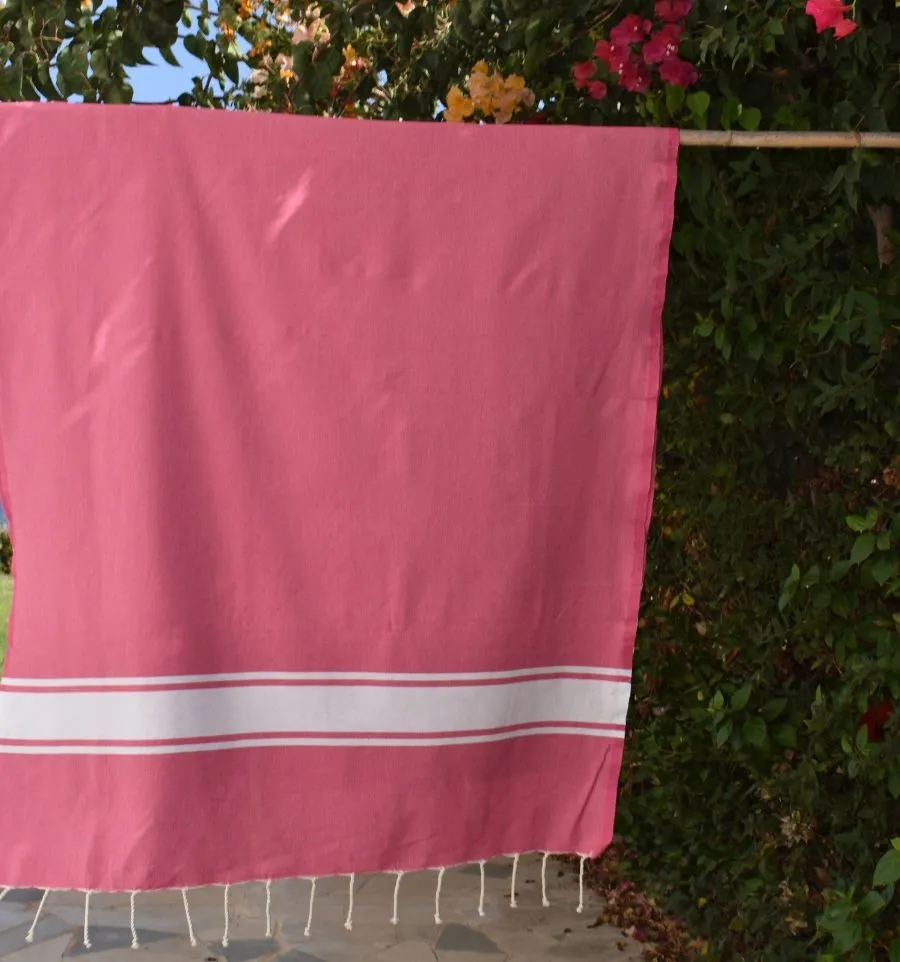 Telo mare in cotone riciclato rosa fucsia - FOUTA TUNISIA