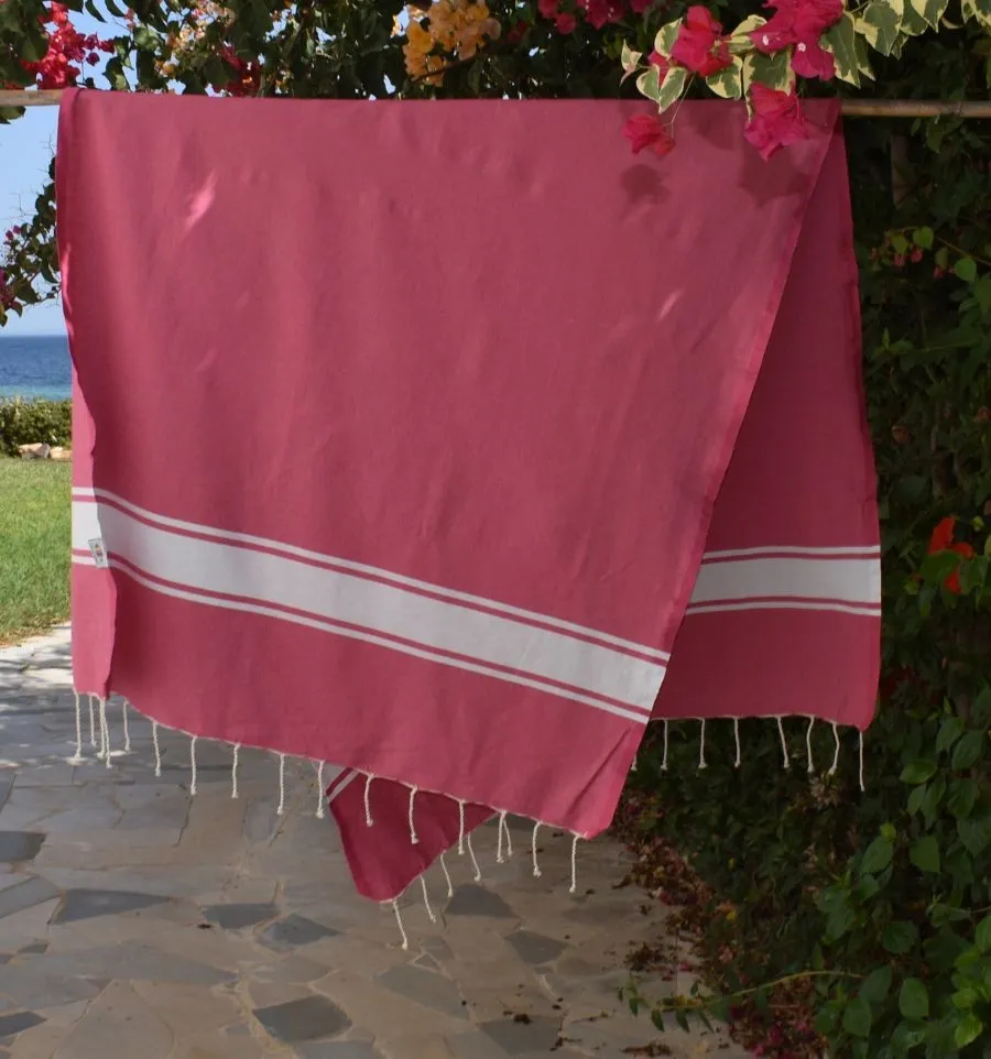 Telo mare in cotone riciclato rosa fucsia - FOUTA TUNISIA