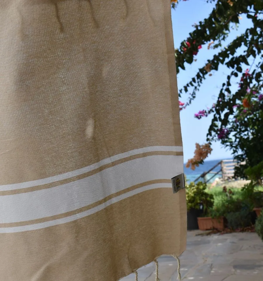 Telo mare in cotone riciclato beige - Telo mare - FOUTA TUNISIA