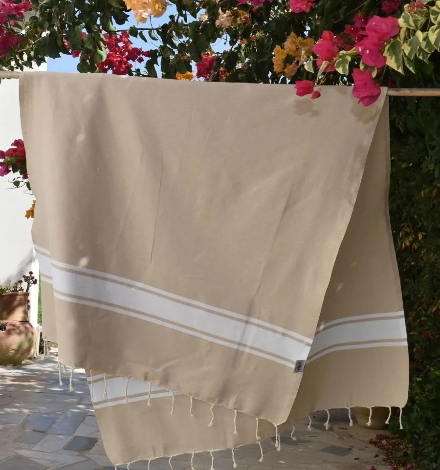 Telo mare in cotone riciclato beige - Telo mare - FOUTA TUNISIA