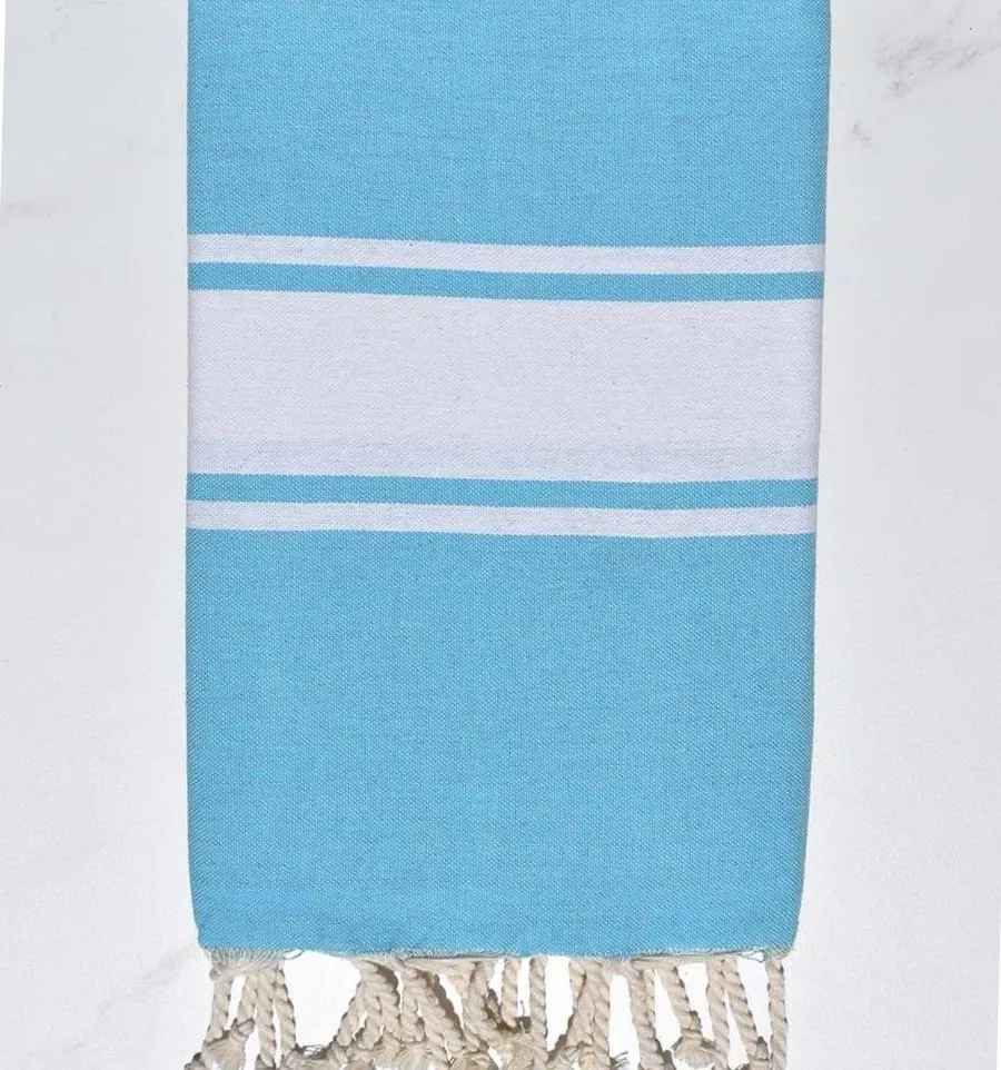 Telo mare in cotone riciclato blu azzurro - FOUTA TUNISIA