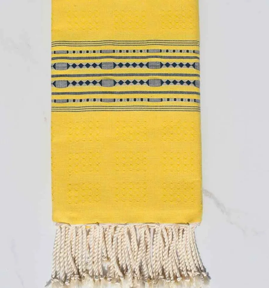 Telo mare thalasso giallo 100x200 cm - 100 % Cotone - FOUTA TUNISIA
