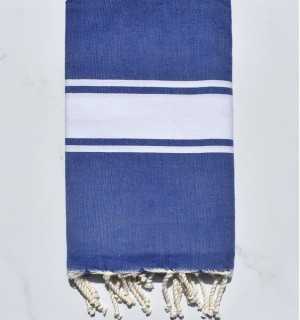 Telo mare piatta blu jeans con strisce Fouta Tunisia - 1 2