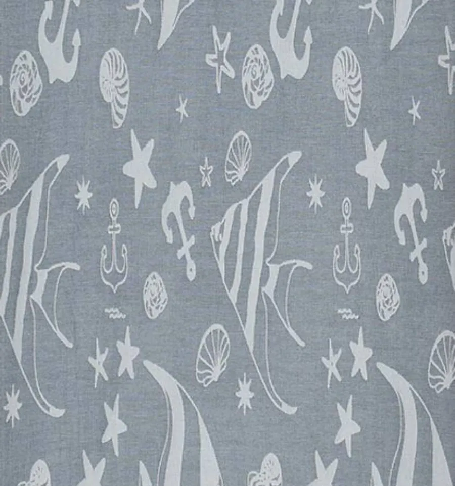 telo mare jacquard  stella di mare woad blu e polvere blu
