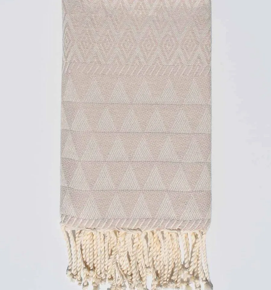 Telo mare jaquard Diamante Beige - FOUTA TUNISIA