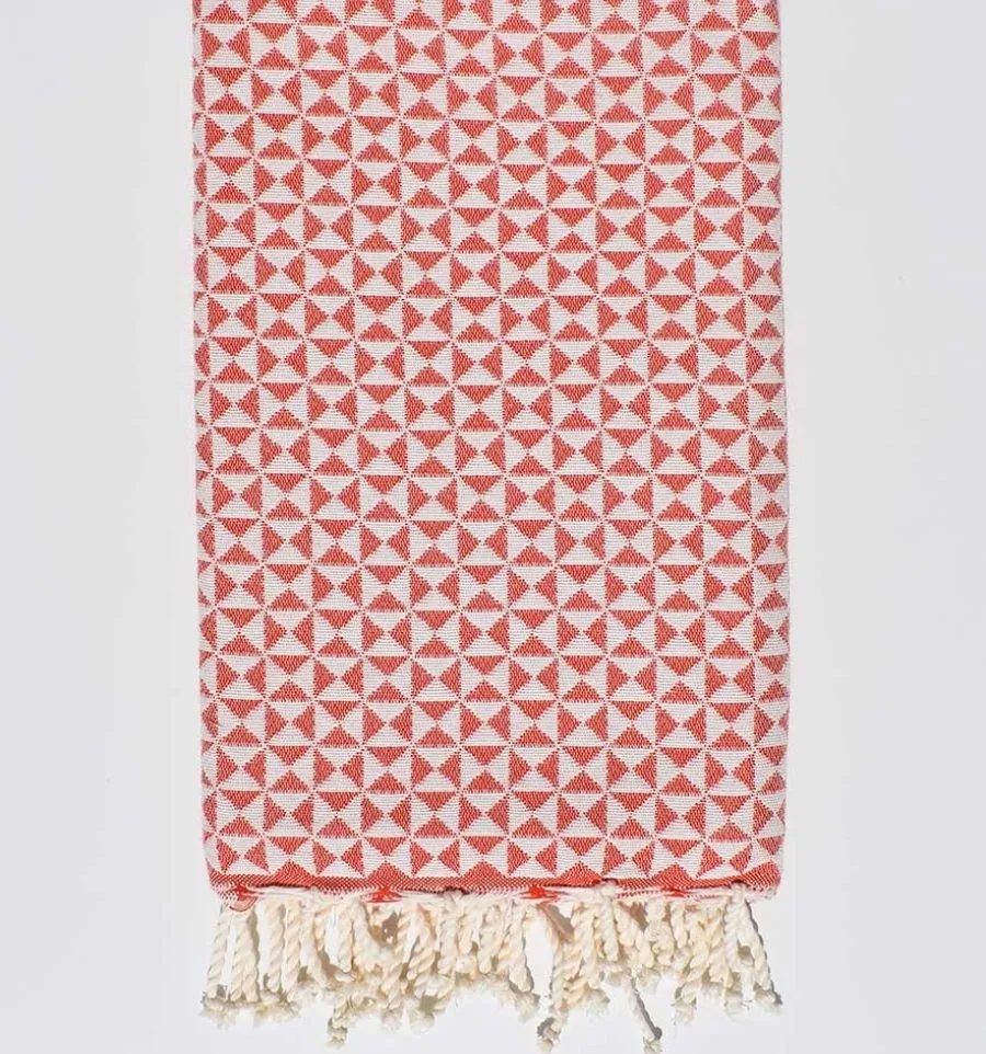 Telo mare Farfalla rosso 100x200 cm - 100 % Cotone - FOUTA TUNISIA
