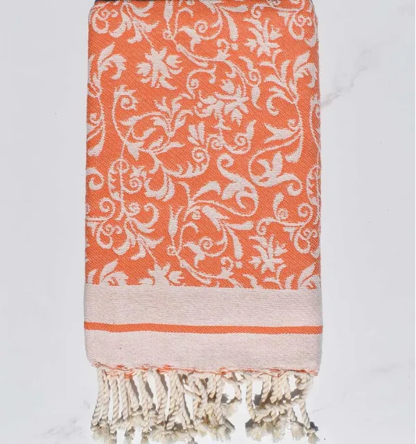 Telo mare jacquard arancione – Morbido, assorbente ed elegante, perfetto per spiaggia e hammam