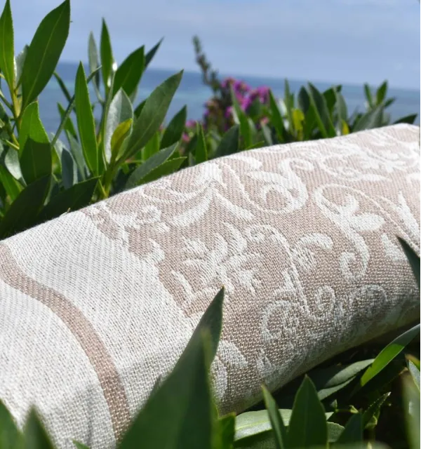 Telo mare jacquard beige – Fouta floreale in cotone, morbida e assorbente per spiaggia o piscina
