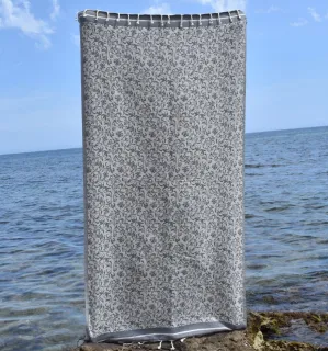 Telo mare Versailles grigio – Fouta da spiaggia con motivo floreale, telo mare, fouta jacquard elegante 2