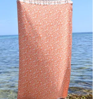 Telo mare jacquard arancione – Morbido, assorbente ed elegante, perfetto per spiaggia e hammam