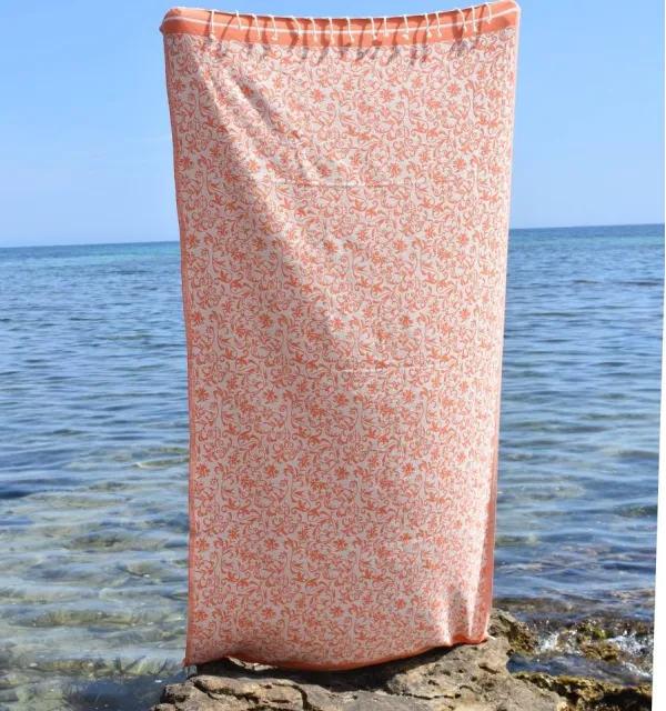 Telo mare jacquard arancione – Morbido, assorbente ed elegante, perfetto per spiaggia e hammam