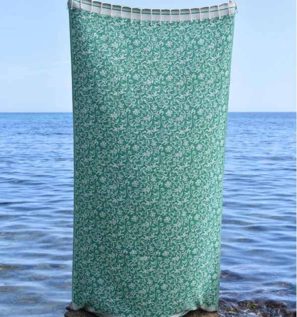 Fouta fiore verde-FOUTA TUNISIA