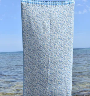 Telo mare Versailles azzurro – Telo floreale in cotone, telo da spiaggia, telo assorbente 2