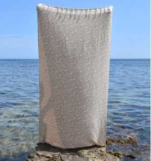 Telo mare jacquard beige – Fouta floreale in cotone, morbida e assorbente per spiaggia o piscina