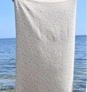 Telo mare jacquard beige – Fouta floreale in cotone, morbida e assorbente per spiaggia o piscina 2