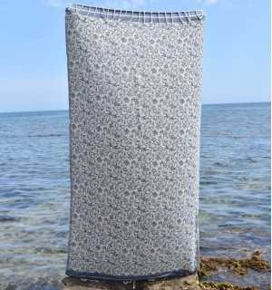 Telo mare Versailles blu fiordaliso – telo mare in cotone, fouta assorbente, fouta floreale 2