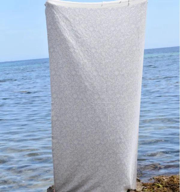 Telo mare Versailles grigio chiaro – Fouta in cotone assorbente, telo mare, fouta decorativa