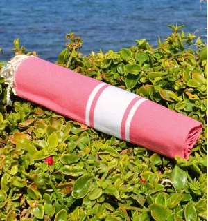 Fouta piatta rosa fragola - FOUTA TUNISIA 2