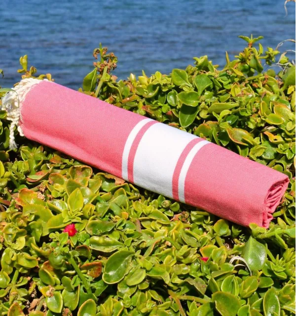 Fouta piatta rosa fragola - FOUTA TUNISIA