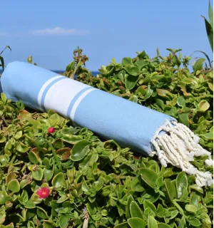 Telo mare blu reale chiaro - FOUTA TUNISIA 2