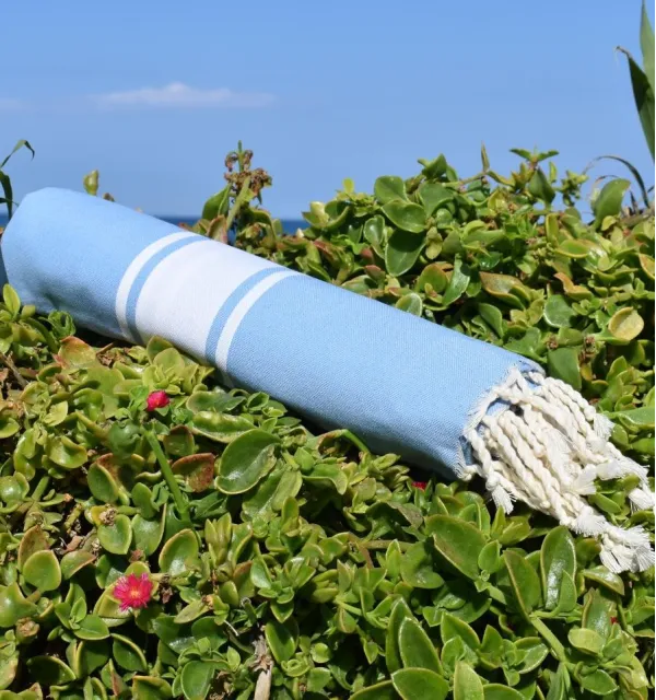 Telo mare blu reale chiaro - FOUTA TUNISIA