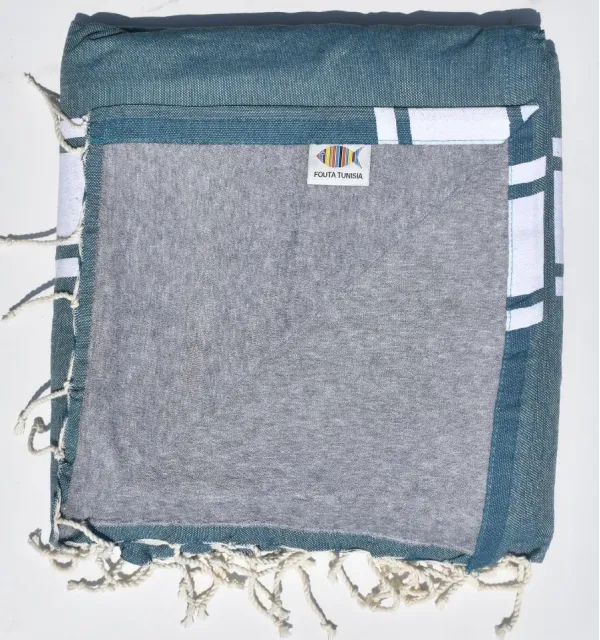 telo mare spugna blu anatra - FOUTA TUNISIA
