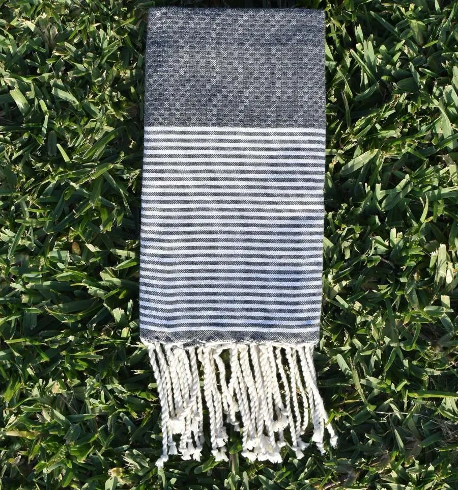 mini fouta nido d'ape grigio antracite - FOUTA TUNISIA