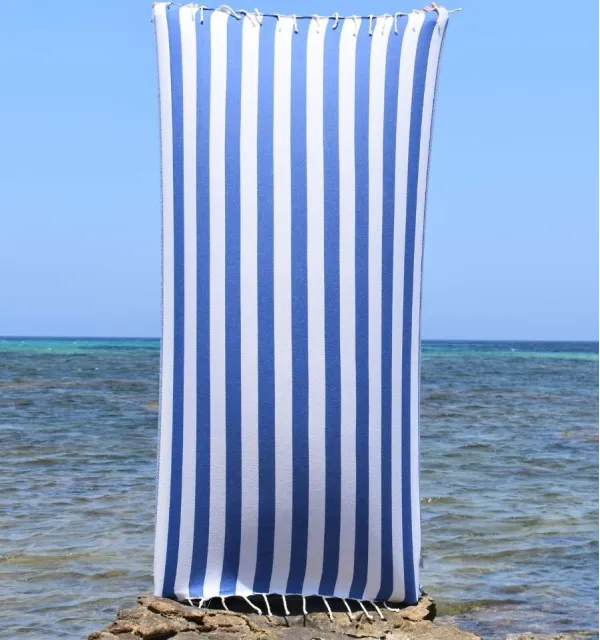 Telo Mare Alaska Blu - 100x200 cm | Righe Eleganti per la Spiaggia