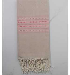 Fouta arabesque rayée rouge 