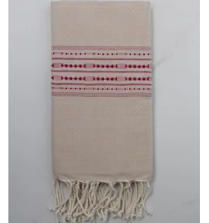 Fouta arabesque rayée rouge 