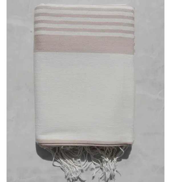 Grande fouta bianco crema con strisce beige 