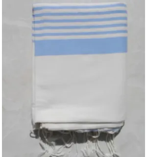Grande fouta bianco crema con strisce blu dodger 