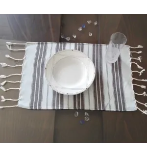 Mini fouta blu chiaro e grigio 