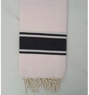 Fouta rosa chiaro con strisce grigio anthracite 