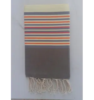 Fouta piatta giallo chiaro e grigio 