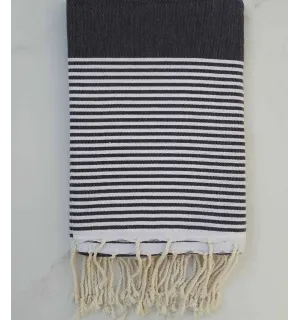 Fouta grigio con strisce bianche 