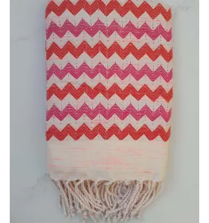 Fouta zigzag rosso e rosa 