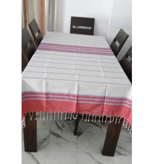 Grande fouta rosso, grigio chiaro e blu  2