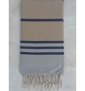 Grande fouta grigio, blu e beige 