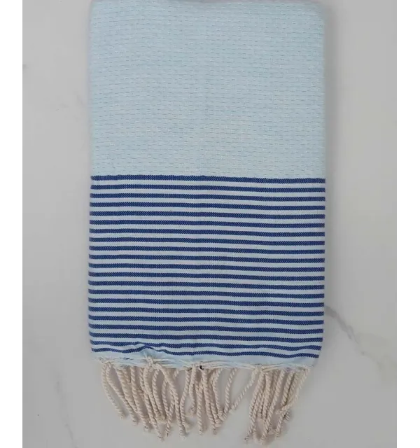 Telo mare nido d'ape azzurro fiordaliso con strisce 