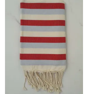 Fouta ziwane blu, rosso e bianco 